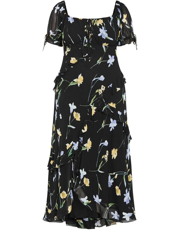 Shayla Petal Print Maxi Dress in Black image 3