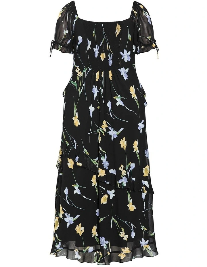 Shayla Petal Print Maxi Dress in Black image 4