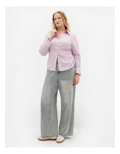 Tayla Side Cinched Stripe Shirt in Blush Pink