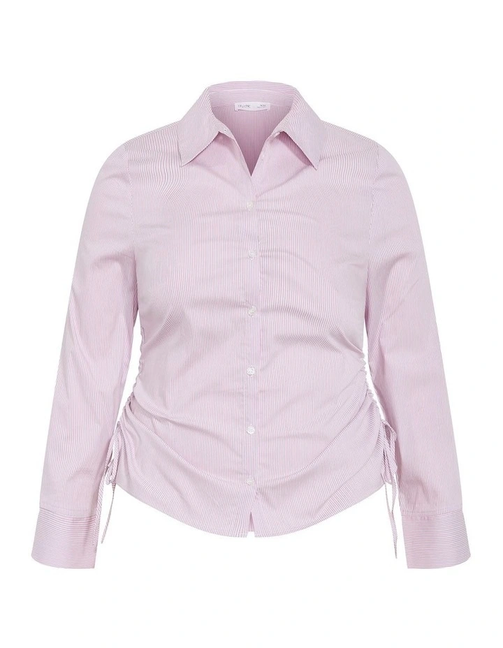 Tayla Side Cinched Stripe Shirt in Blush Pink image 3