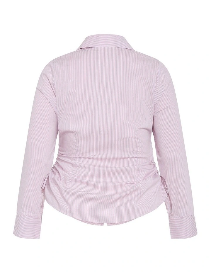 Tayla Side Cinched Stripe Shirt in Blush Pink image 4