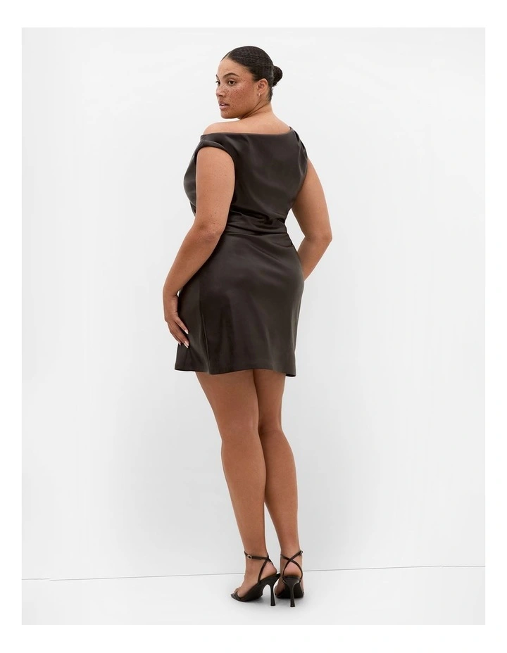 Elianna Faux Leather Mini Dress in Espresso image 2
