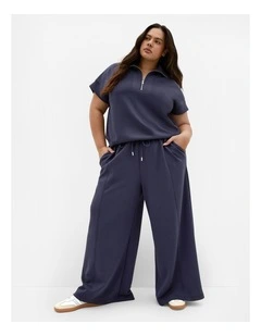 Kay Wide Leg Track Pant in Navy