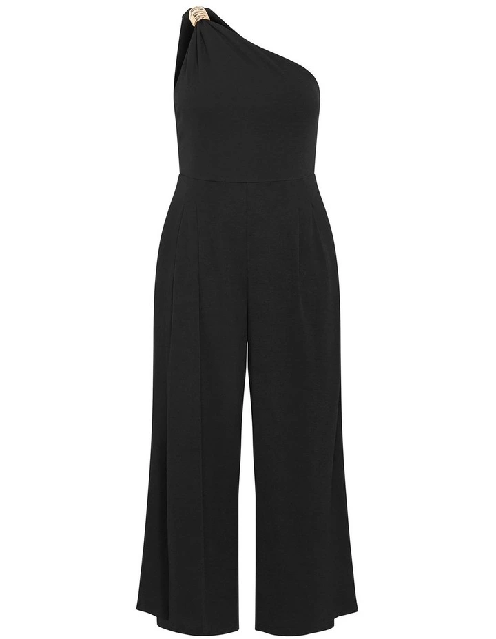 Amber One Shoulder Jumpsuit in Black image 3