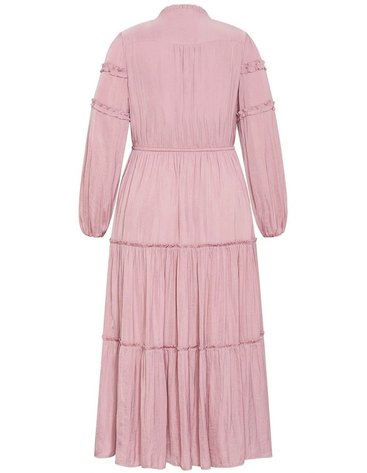 Drama Queen Long Sleeve Maxi Dress in Dusty Pink image 4