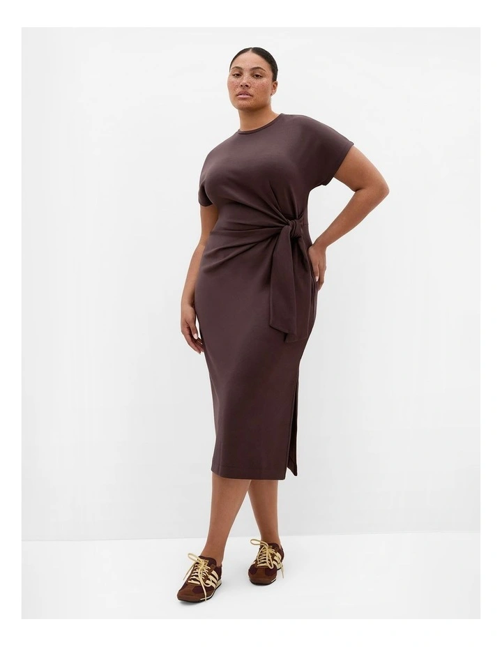 Mae Side Tie Midi Dress in Espresso image 1