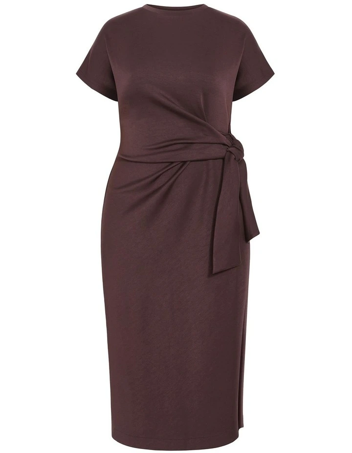 Mae Side Tie Midi Dress in Espresso image 3