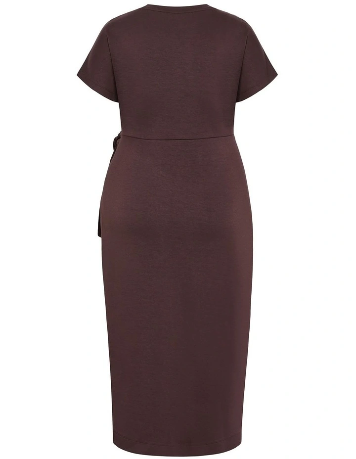 Mae Side Tie Midi Dress in Espresso image 4