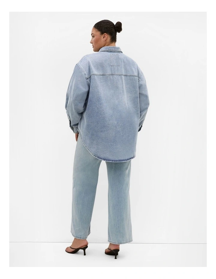 Avril Denim Shacket in Light Stone Wash image 2