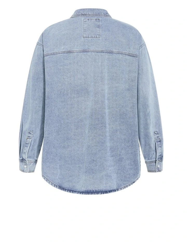 Avril Denim Shacket in Light Stone Wash image 4