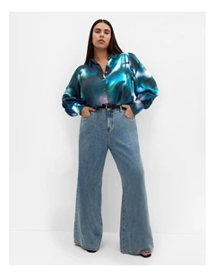 Hayley Haze Print Shirt in Deep Ocean