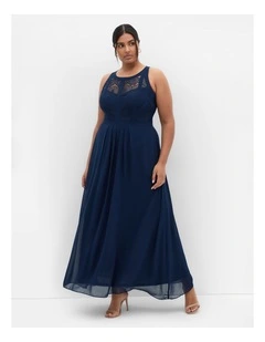 Panelled Bodice Maxi Dress in Navy