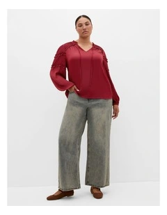 Drama Queen Long Sleeve Shirt in Deep Rosewood