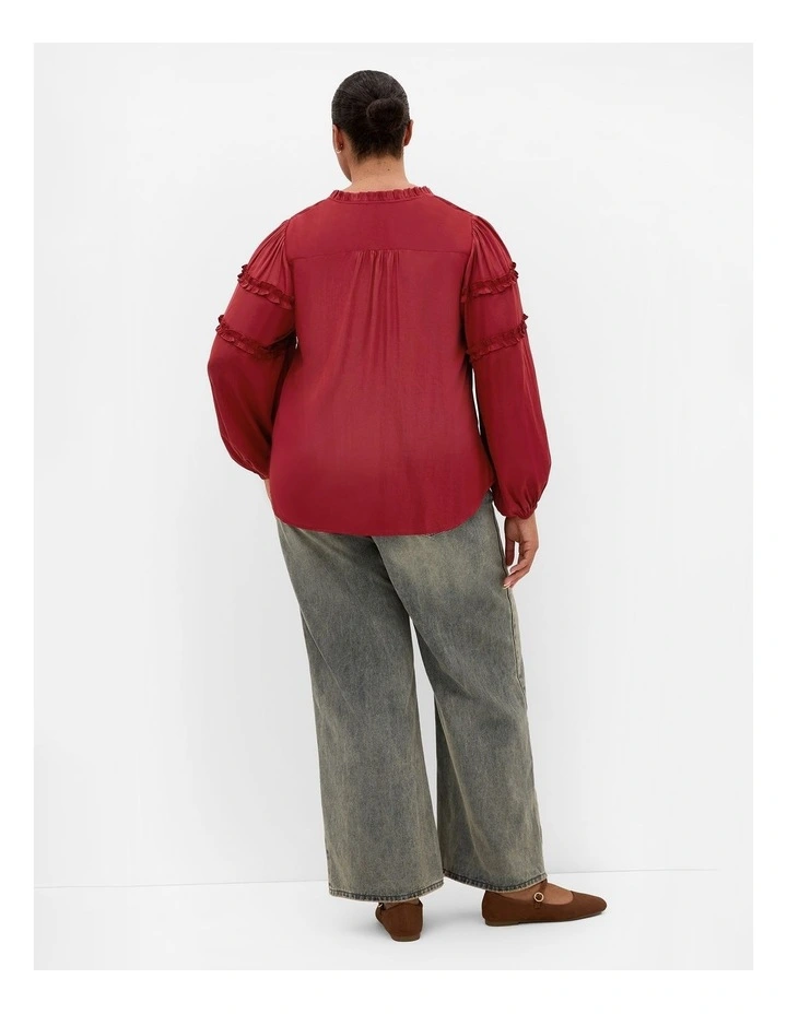 Drama Queen Long Sleeve Shirt in Deep Rosewood image 2