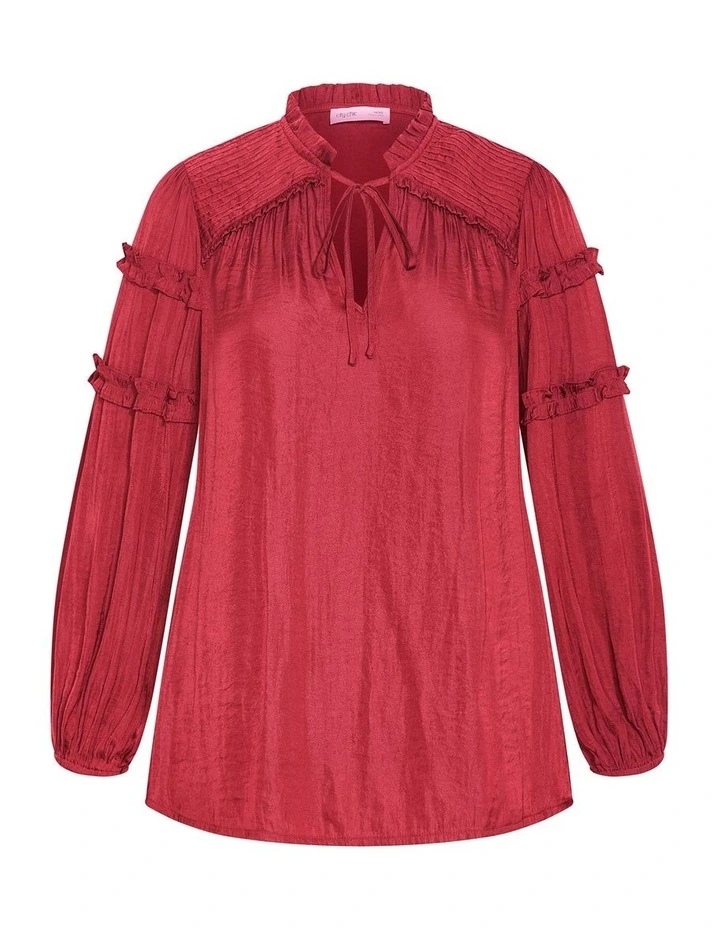 Drama Queen Long Sleeve Shirt in Deep Rosewood image 3