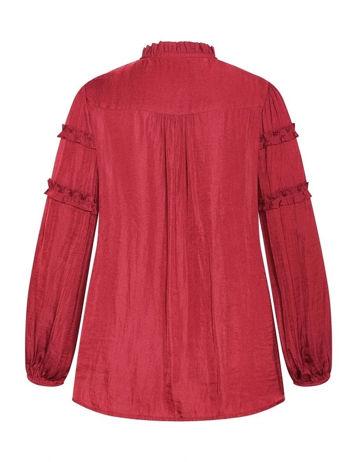 Drama Queen Long Sleeve Shirt in Deep Rosewood image 4