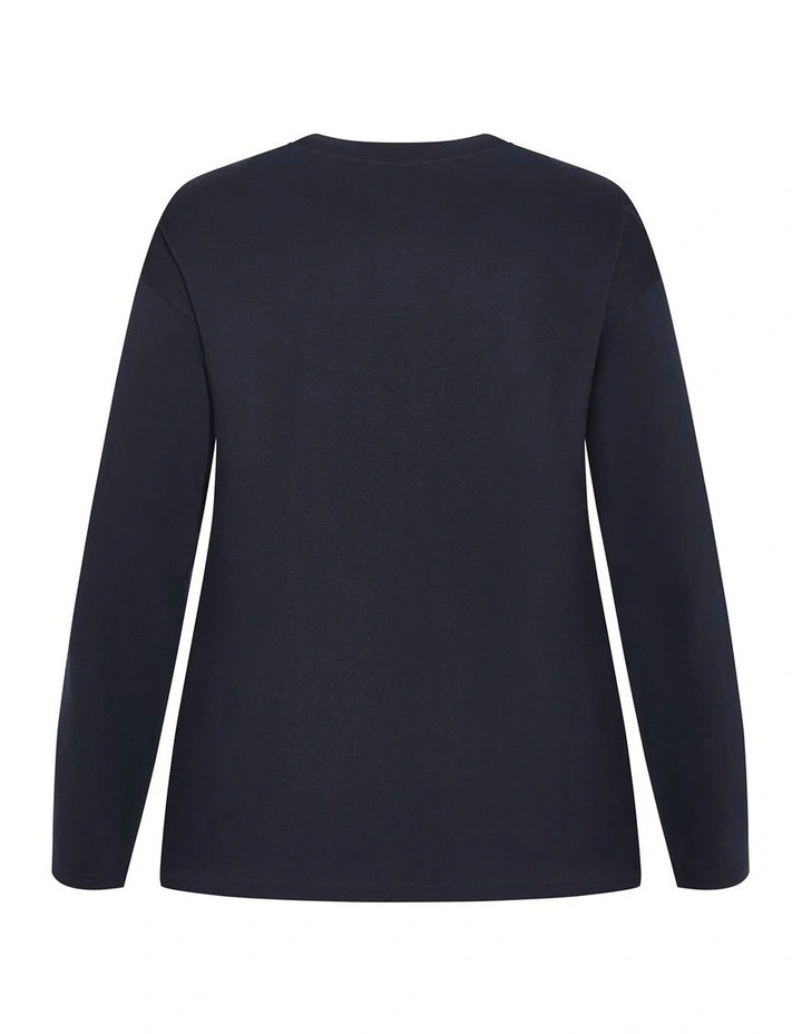 Oversized Amsterdam Long Sleeve Cotton Tee in Navy image 4