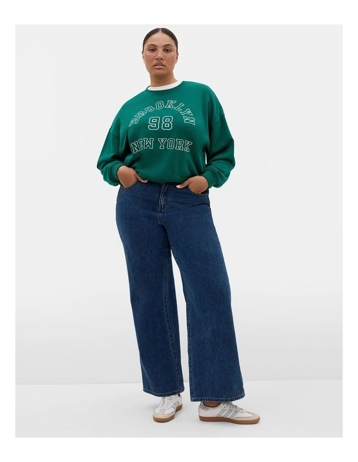 Brooklyn Crew Neck Sweatshirt in Varsity Green image 1