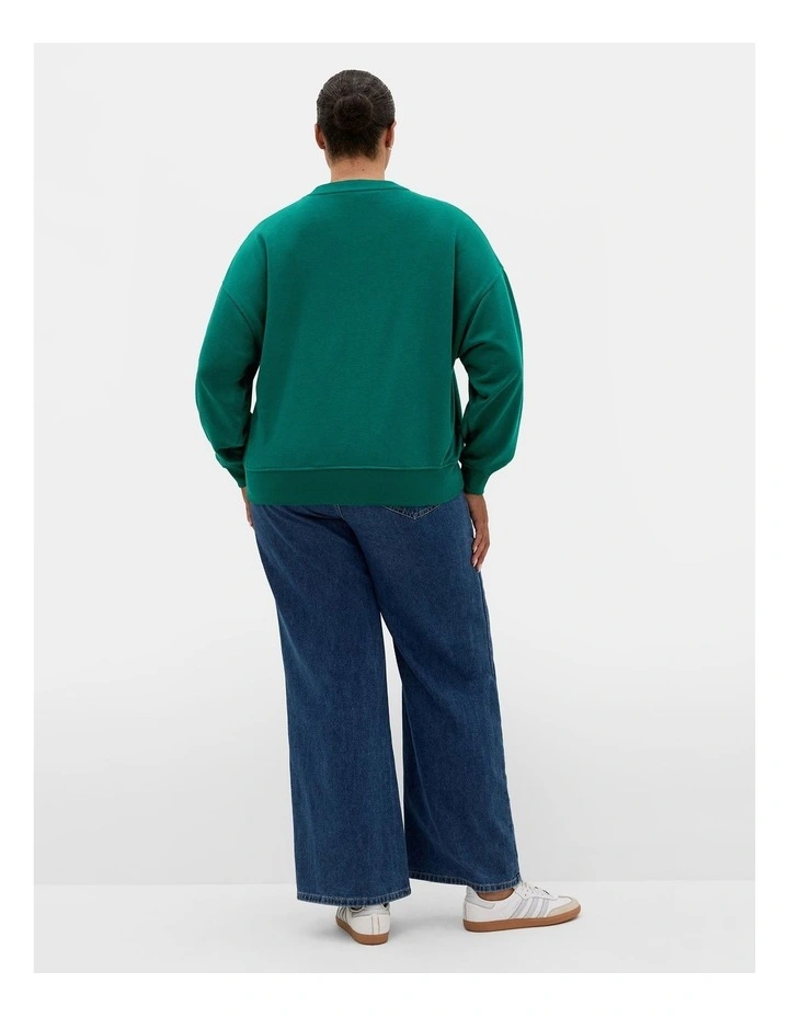 Brooklyn Crew Neck Sweatshirt in Varsity Green image 2