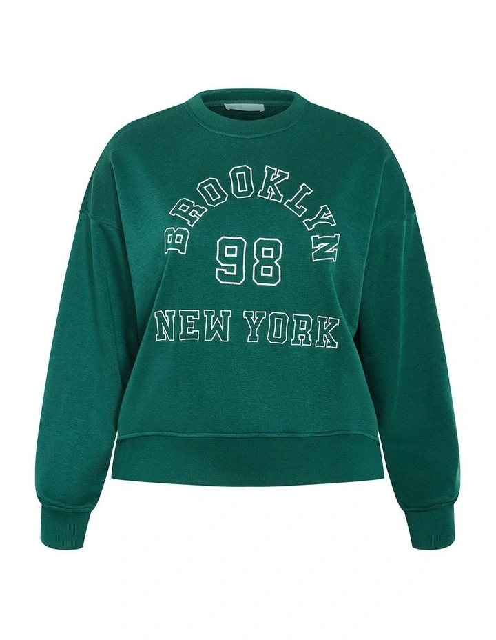 Brooklyn Crew Neck Sweatshirt in Varsity Green image 3