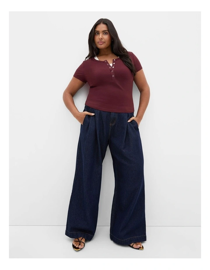 Kara Henley Rib Tee in Wildberry image 1