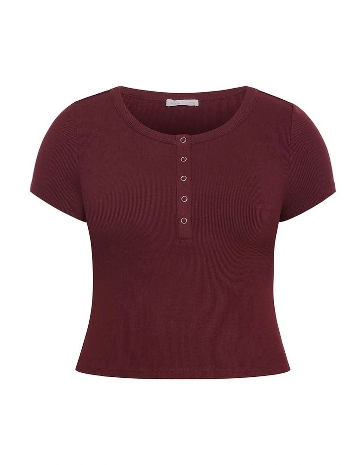 Kara Henley Rib Tee in Wildberry image 3