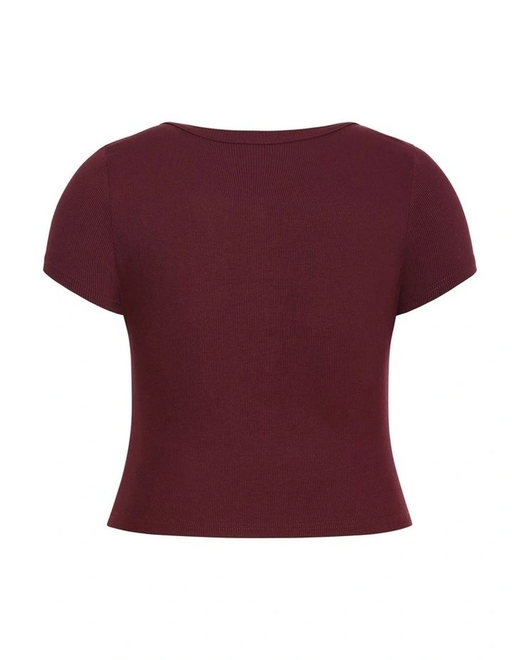 Kara Henley Rib Tee in Wildberry image 4