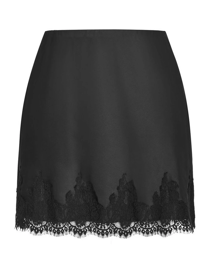 Lace Trim Mini Skirt in Black image 3
