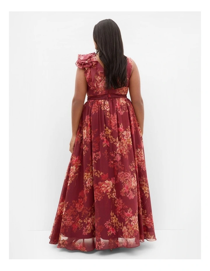 Mystique Print Ruffle Maxi Dress in Rust image 2