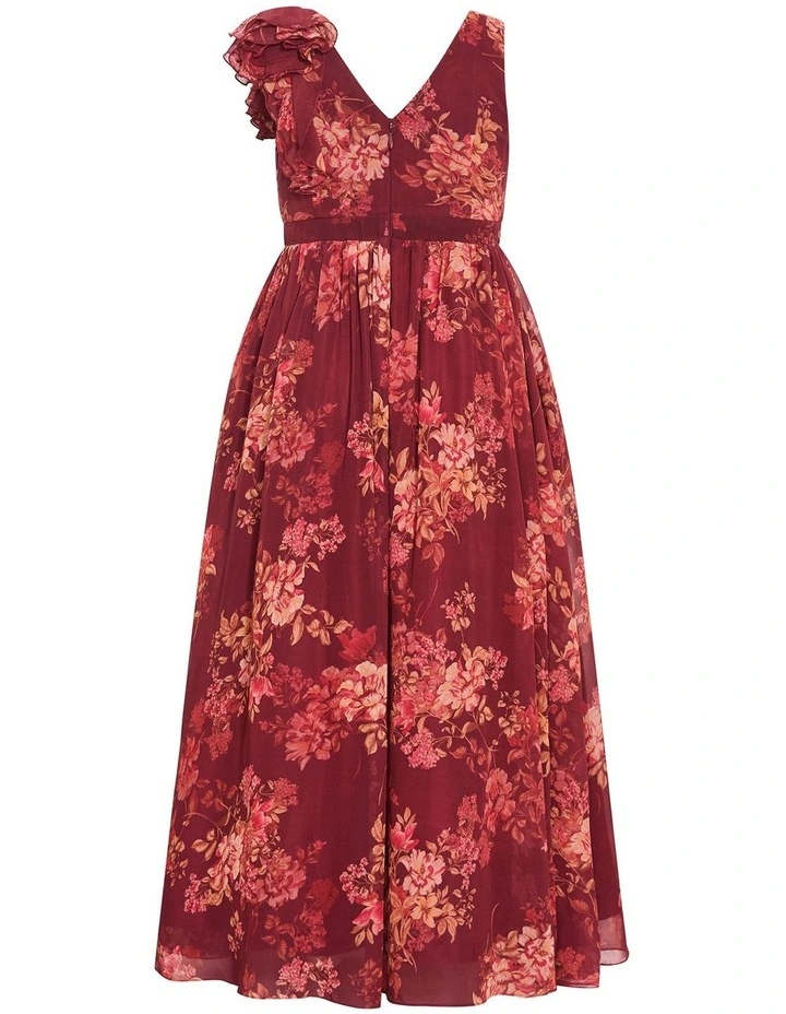 Mystique Print Ruffle Maxi Dress in Rust image 4