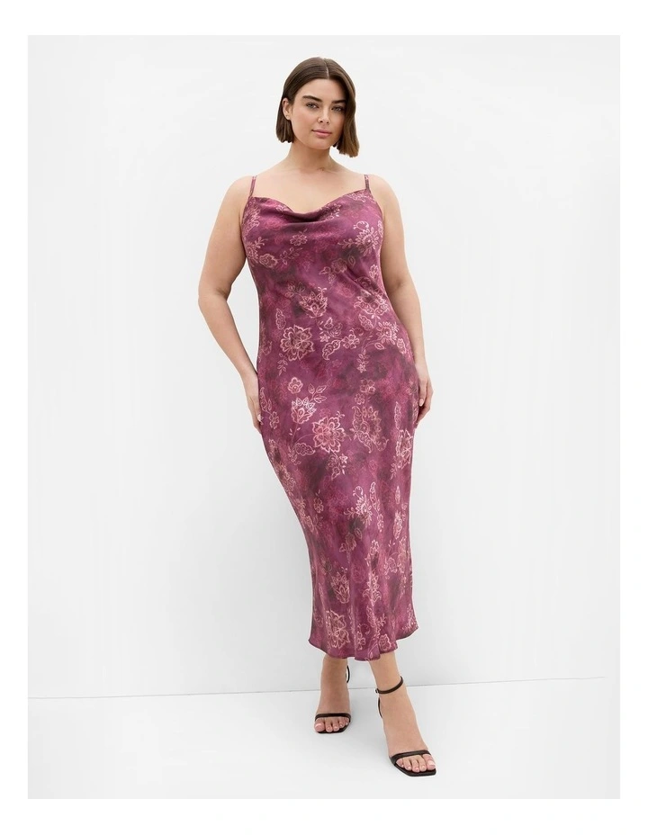 Sadie Lace Print Slip Dress in Mulberry image 1