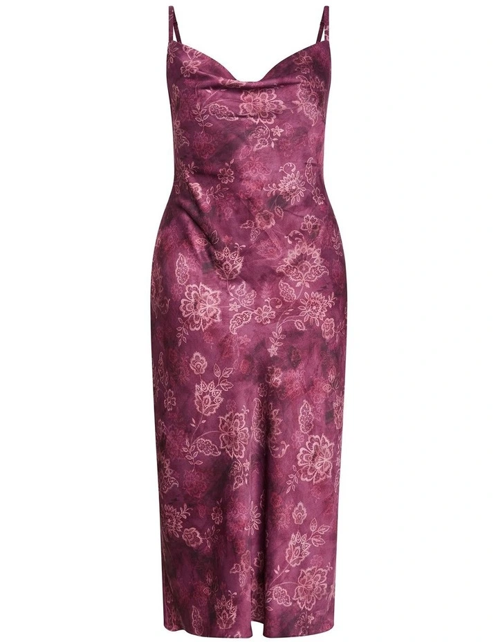 Sadie Lace Print Slip Dress in Mulberry image 3