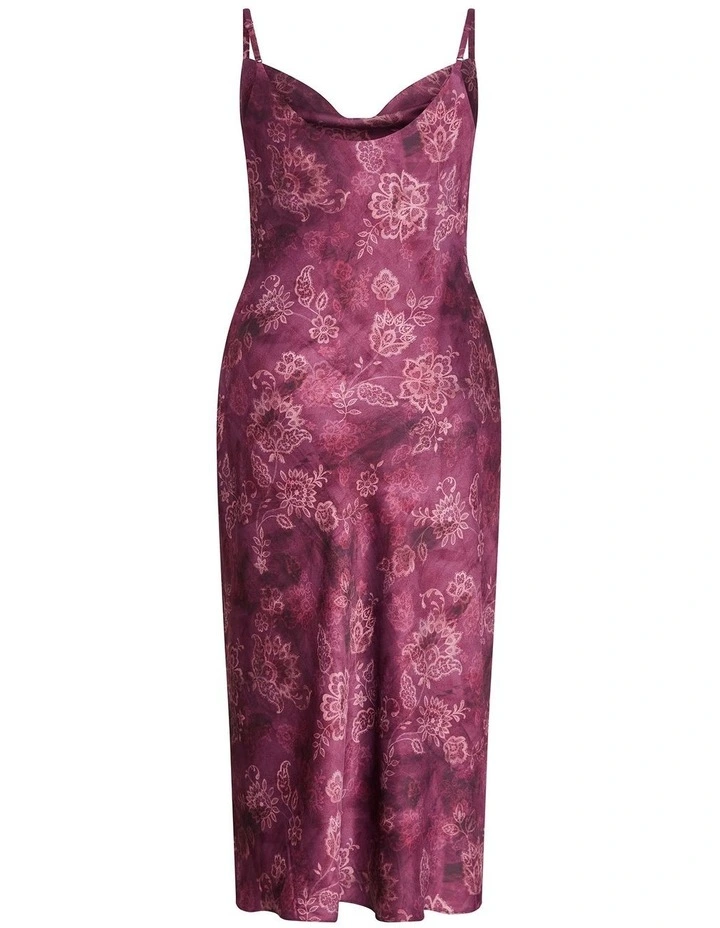 Sadie Lace Print Slip Dress in Mulberry image 4
