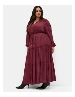 Drama Queen Long Sleeve Maxi Dress in Wildberry
