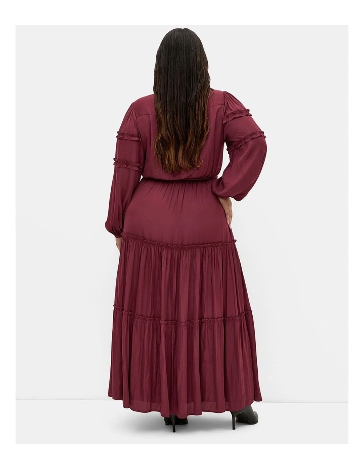 Drama Queen Long Sleeve Maxi Dress in Wildberry image 2