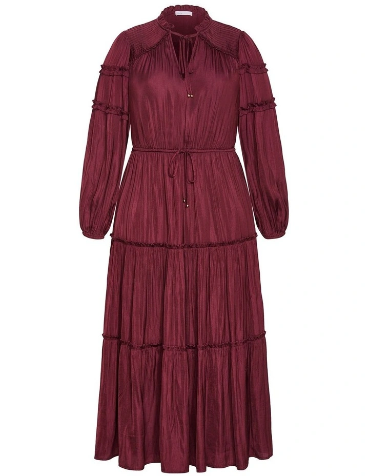 Drama Queen Long Sleeve Maxi Dress in Wildberry image 3