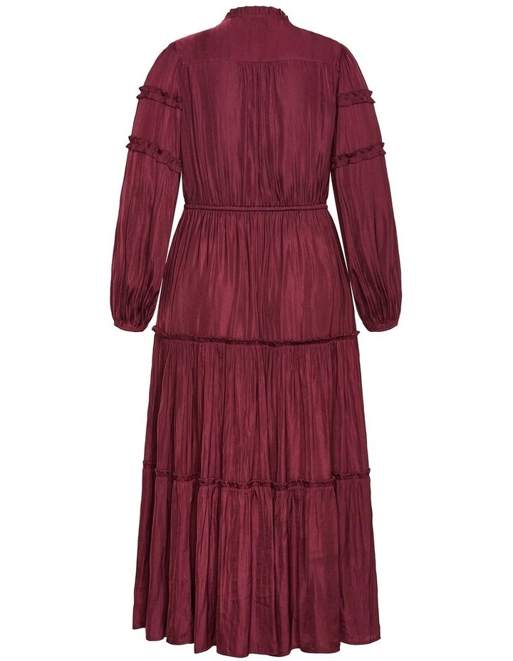 Drama Queen Long Sleeve Maxi Dress in Wildberry image 4