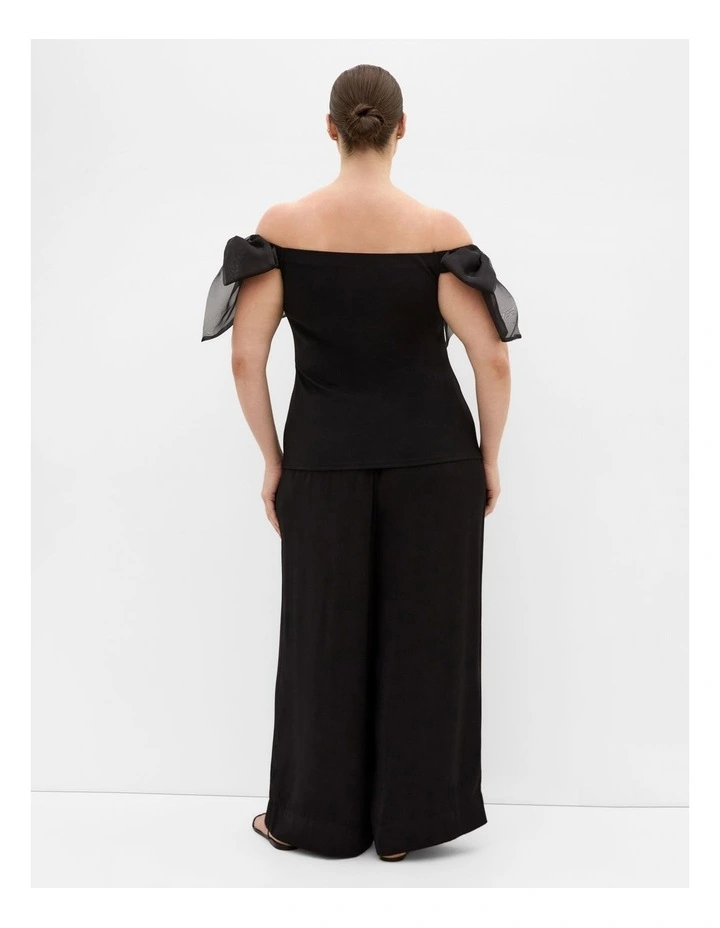 Macie Bow Detail Top in Black image 2