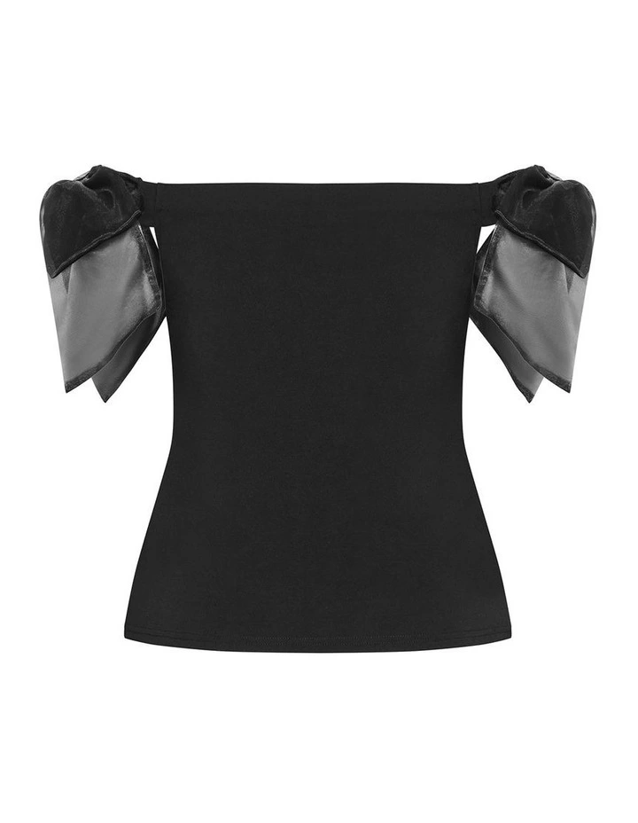 Macie Bow Detail Top in Black image 4