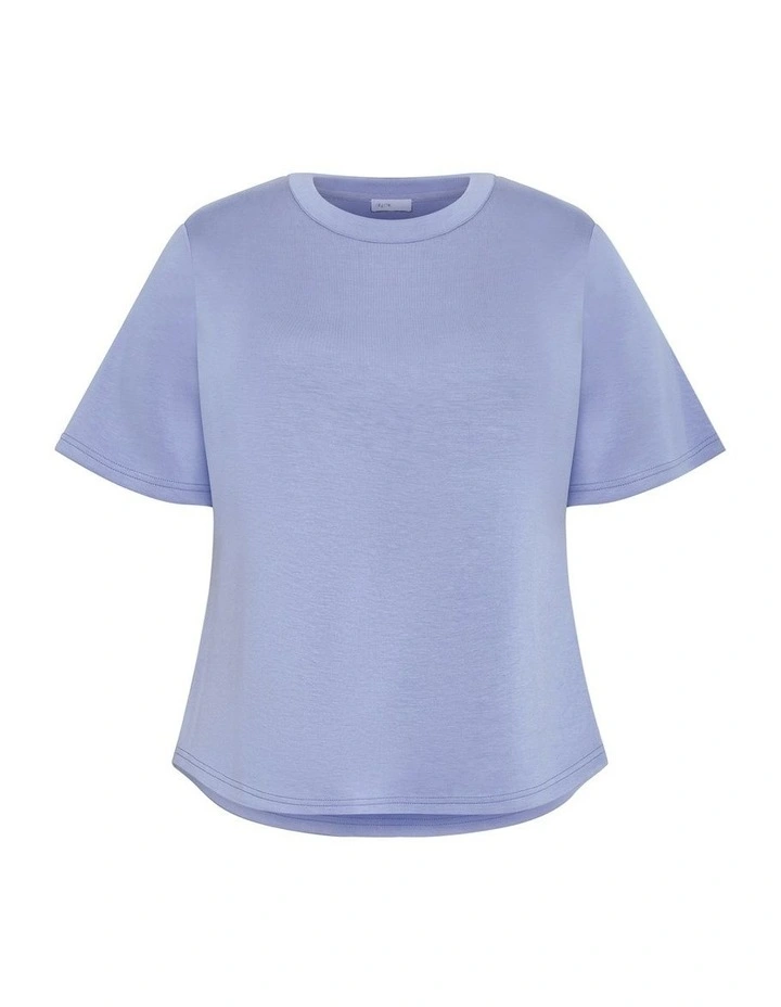 Mae Short Sleeve Sweat Top in Dusty Blue image 3