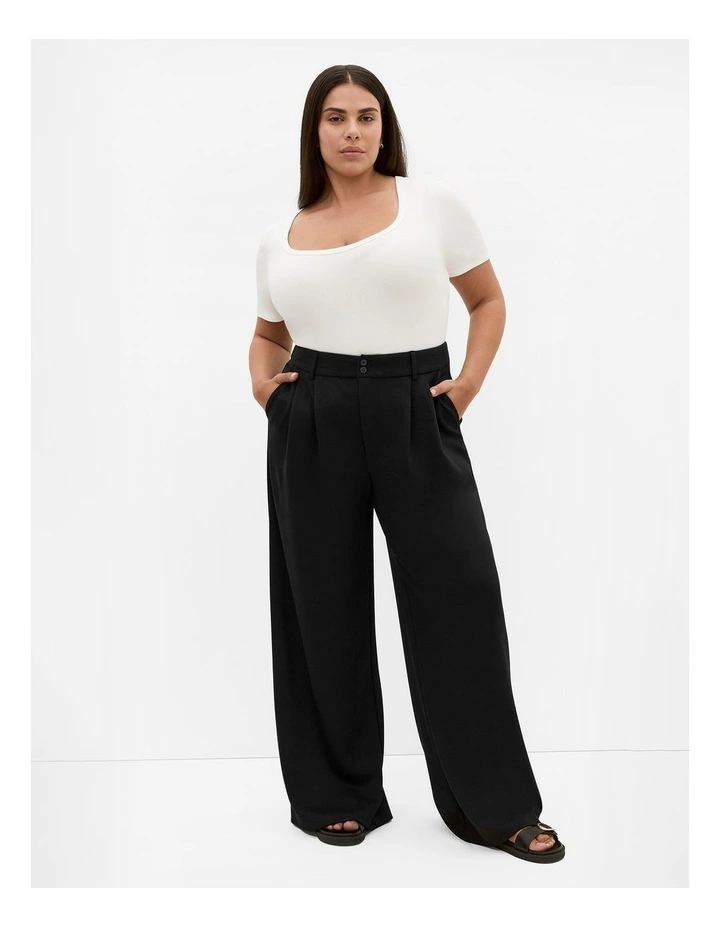 Mae Tailored Wide Leg Pant in Black image 1