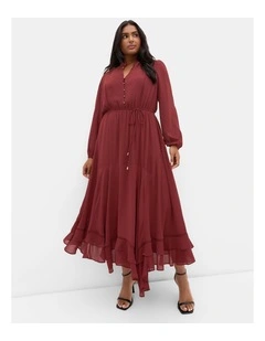 Yasmine Long Sleeve Maxi Dress in Burnt Sienna