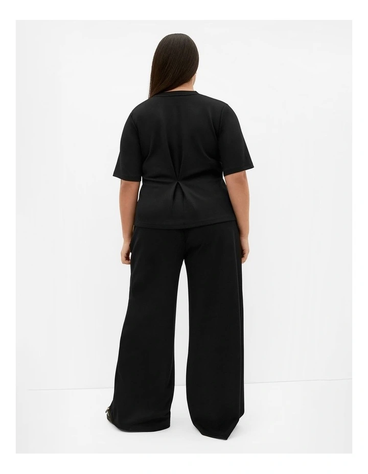Mae Short Sleeve Sweat Top in Black image 2
