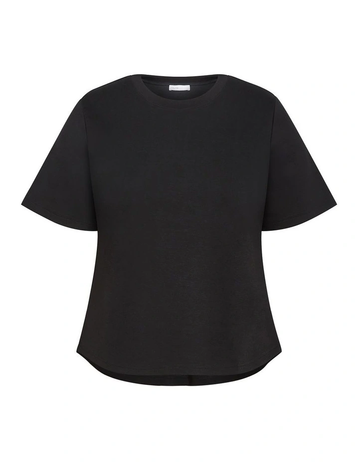 Mae Short Sleeve Sweat Top in Black image 3