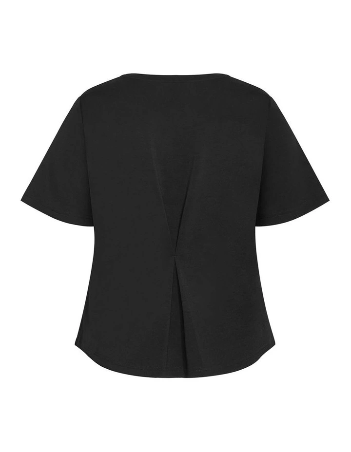 Mae Short Sleeve Sweat Top in Black image 4
