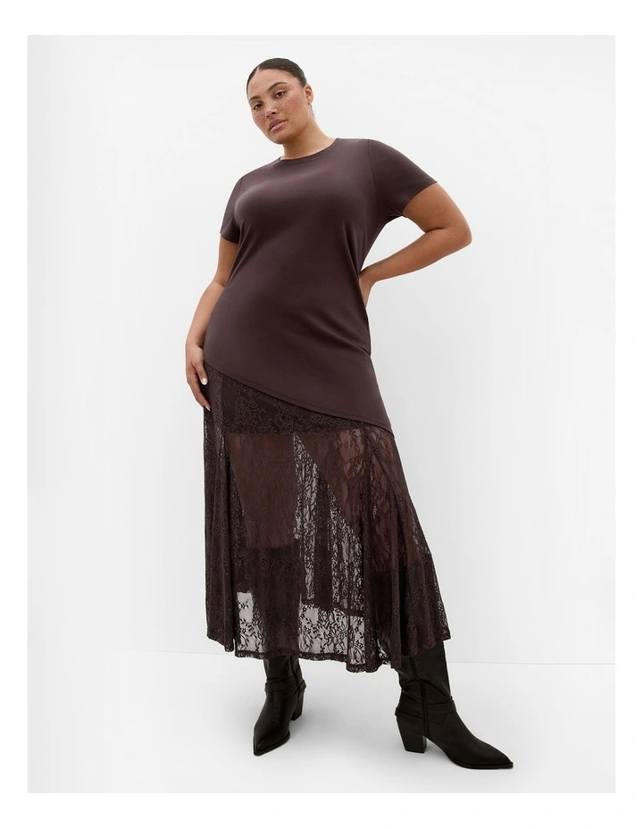 Angled Hem Cotton Tee in Espresso image 1