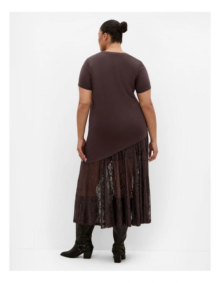 Angled Hem Cotton Tee in Espresso image 2