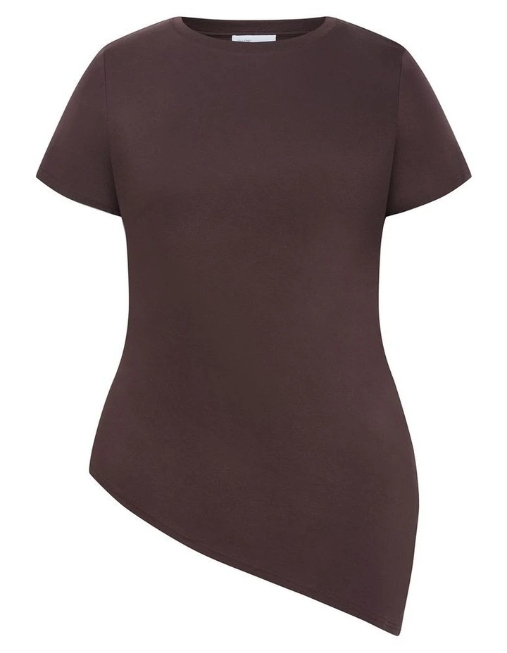Angled Hem Cotton Tee in Espresso image 3