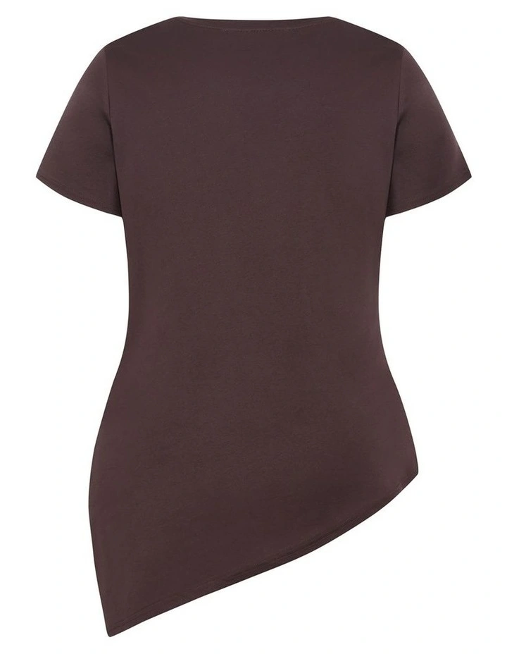 Angled Hem Cotton Tee in Espresso image 4