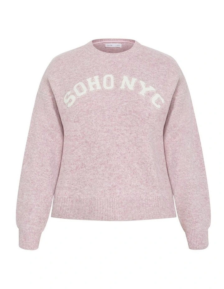 Soho Crew Knit Jumper in Pink Marle image 3